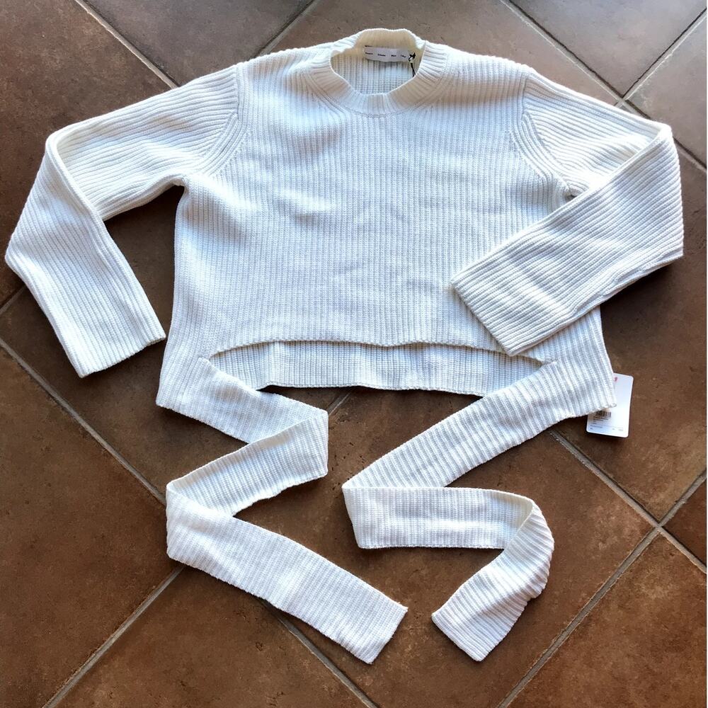 Proenza Schouler NWT White Chunky Cotton Cashmere Ballet Wrap Sweater size XL